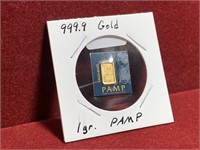 P.A.M.P SUISSE .999 1GRAM FINE GOLD PIECE