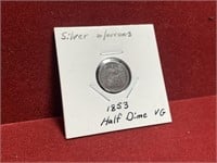 1853 US SILVER SEATED HALF DIME WITH ARROWS VG