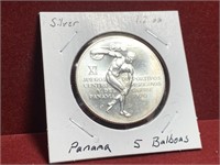 1970 REPUBLICA DE PANAMA SILVER 5 BALBOAS