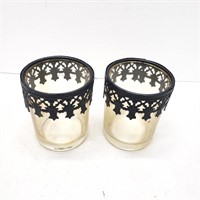 Pair of candle holders ornate trim