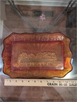 Indiana Glass vintage Last Supper amberina tray