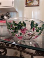 Painted hummingbird bowl glassware