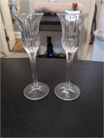Glass tapered candle holder pair glassware