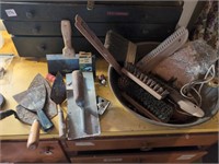 Trowels, brushes, clothespins, stainless bowls,