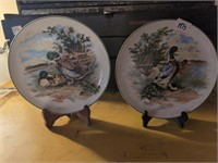 Made in Japan collectible mallard plates w stands