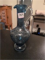Blue bubble glass pitcher