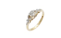 Art Deco diamond & 18ct white gold ring, (box)