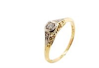 Art Deco diamond & 18ct yellow gold ring (large)