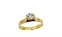 Mid C. Diamond solitaire & 18ct yellow gold ring