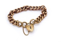 Antique 9ct rose gold curb chain bracelet