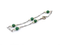Turquoise & 9ct white gold chain bracelet