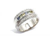 Pastel sapphire, diamond & 18ct white gold ring by