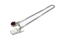 George V silver fob chain, spinner & locket
