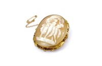 Antique cameo & yellow gold brooch