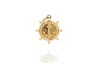 18ct Rose gold ships wheel pendant
