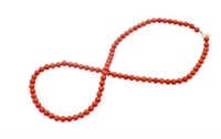 Italian red coral 5mm bead necklace