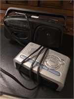 Lenox radio tape player and Emerson smart clock