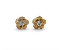 9ct Rose gold & diamond floral stud earrings