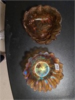 Carnival sunflower bowl and amber acorn bowl