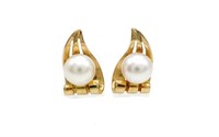 9ct Yellow gold & pearl earrings