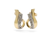 Pave diamond set 14ct yellow gold stud earrings