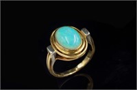 Australian Modernist opal & & 18ct gold ring