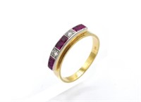 Vintage ruby & diamond set 18ct yellow gold ring
