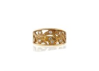 Diamond & 9ct rose gold scroll ring