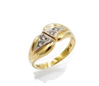 Pave diamond & yellow gold ring