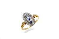 Ceylon sapphire, diamond & 18ct yellow gold ring