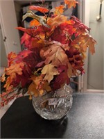 Glass bowl w fall leaves