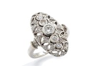Edwardian revival diamond & 18ct white gold ring