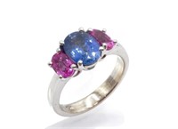Ceylon sapphire & 18ct white gold ring by by Troy