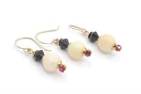 Opal & garnet bead earrings & pendant