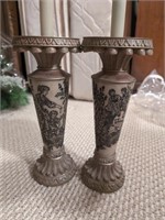 Pair candle holders 12in tall