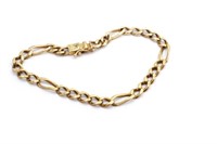 14ct Rosy gold figaro chain bracelet
