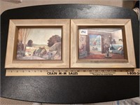 2 vintage foil art pictures