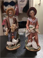 Vintage Homco Farmer and wife porcelain figurines