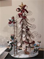 Metal Christmas tree and snowmen