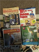 Bird books and woodworking books