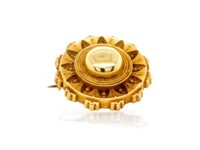 Victorian Etruscan yellow gold brooch