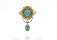 Victorian yellow gold & turquoise brooch