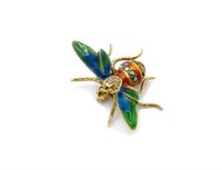 Antique enamel,diamond & gold bug brooch