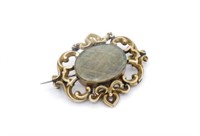 Victorian silver gilt mourning brooch