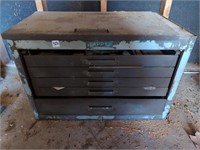 Old metal tool box and contents