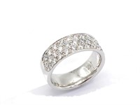 Three row diamond & 18ct white gold ring