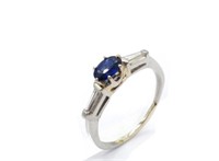 Sapphire & diamond set platinum ring