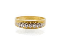 Mid C. modern diamond & 18ct yellow gold ring