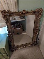Large gold plastic frame heavy mirror 33x45
