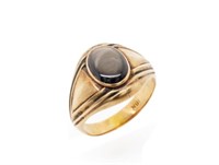 Black star sapphire & rose gold signet ring